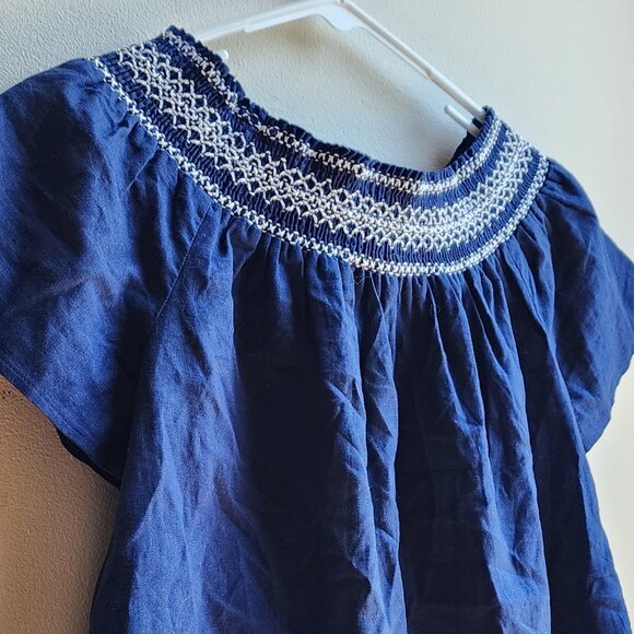 NWT Royal Blue Vineyard Vines Embroidered Smock Neck Blouse Size Small - Picture 10 of 15
